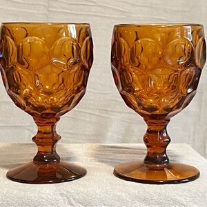 Vintage Imperial Provincial Water Goblet Set of 2 Dark Amber Stemware Water Wine